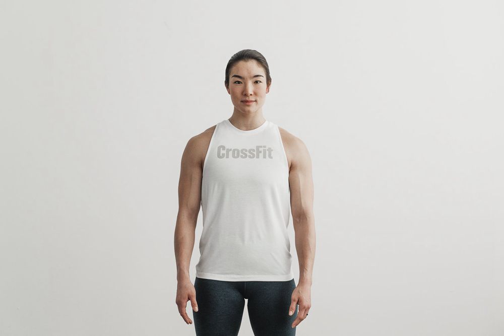 NOBULL Women's Crossfit® High-Neck Tank Tops - White - Ireland (8514WLEDF)